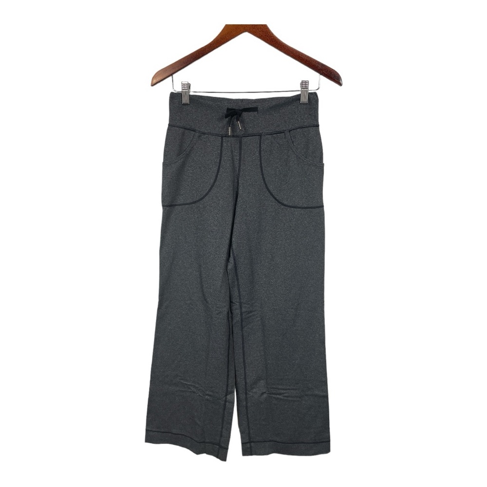 Lululemon Still Pant High Rise Wide Leg Grey Heathered Coal, Size 4